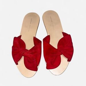 Loeffler Randall Red Knotted Bow Slide Mules